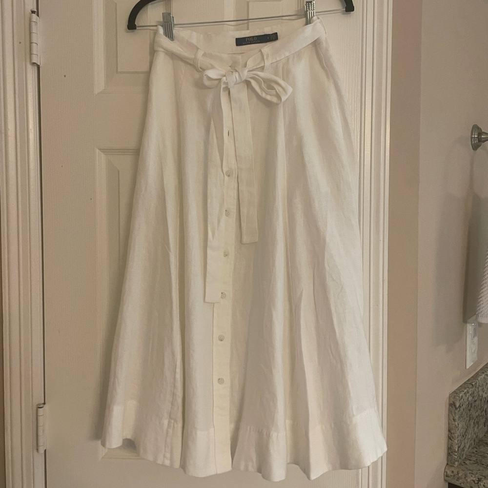 Polo Ralph Lauren Linen Button Midi Skirt